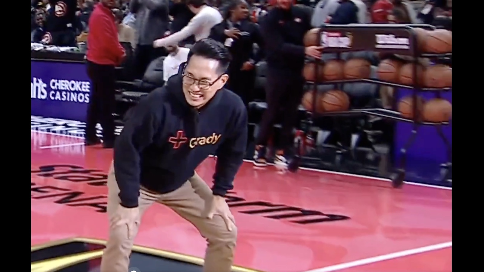 Hawks fan twerks after hitting halfcourt shot for $10,000