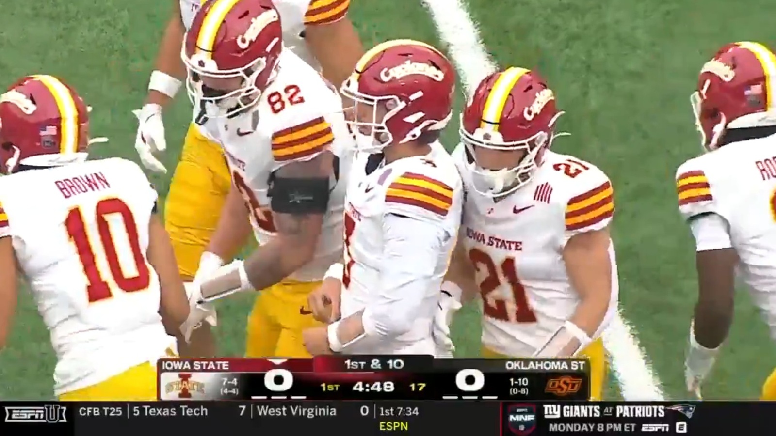 Iowa State's football team lining up