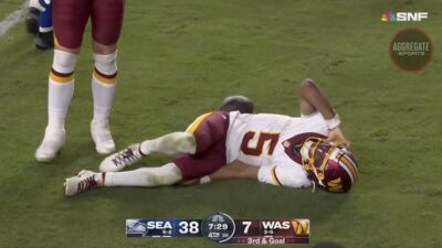 Commanders QB Jayden Daniels down with an arm injury