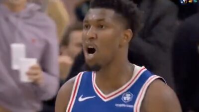 76ers forward Justin Edwards screaming