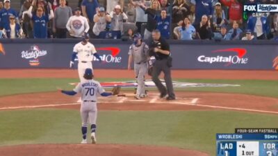 Justin Wrobleski with his arms out