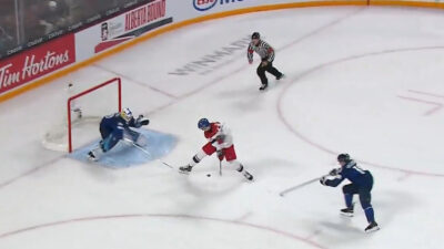 Adam Jiř&iacute;ček goes between the legs