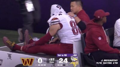 Zach Ertz is carted off the field