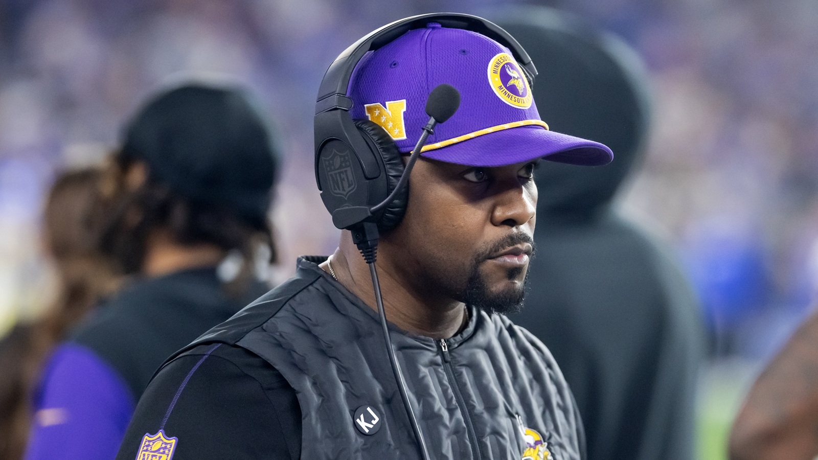 Brian Flores coaching for the Vikings