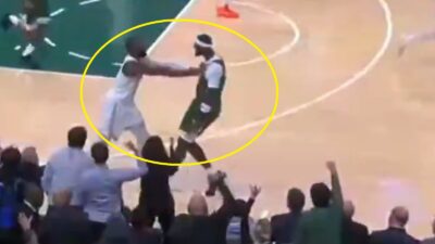 Jaylen Brown shoving Bobby Portis