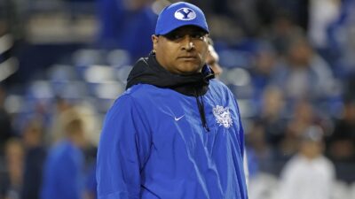 Kalani Sitake on the sideline