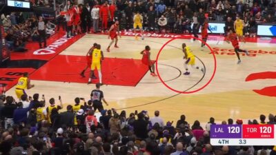 LeBron James driving to the basket