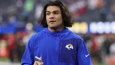 Puka Nacua in warmups