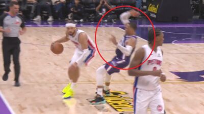 Russell Westbrook falling to the ground