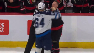 Logan Stanley punches Brady Tkachuk