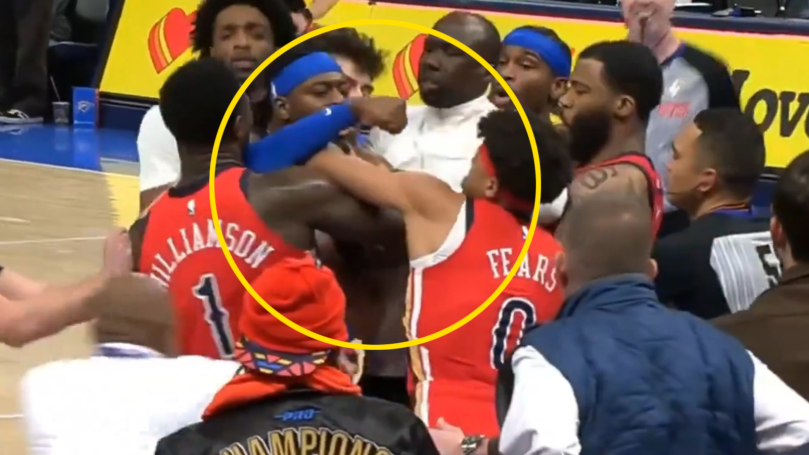 Jeremiah Fears and Lu Dort in a fight