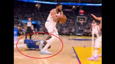 Draymond Green tripping Karl-Anthony Towns