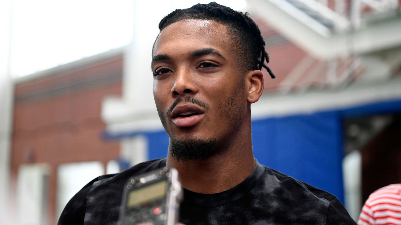 Former Giants cornerback Sam Beal being interviewed