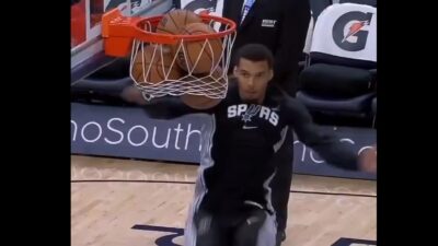 Victor Wembanyama doing a karate kick