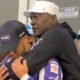 Michael Jordan hugging Bubba Wallace