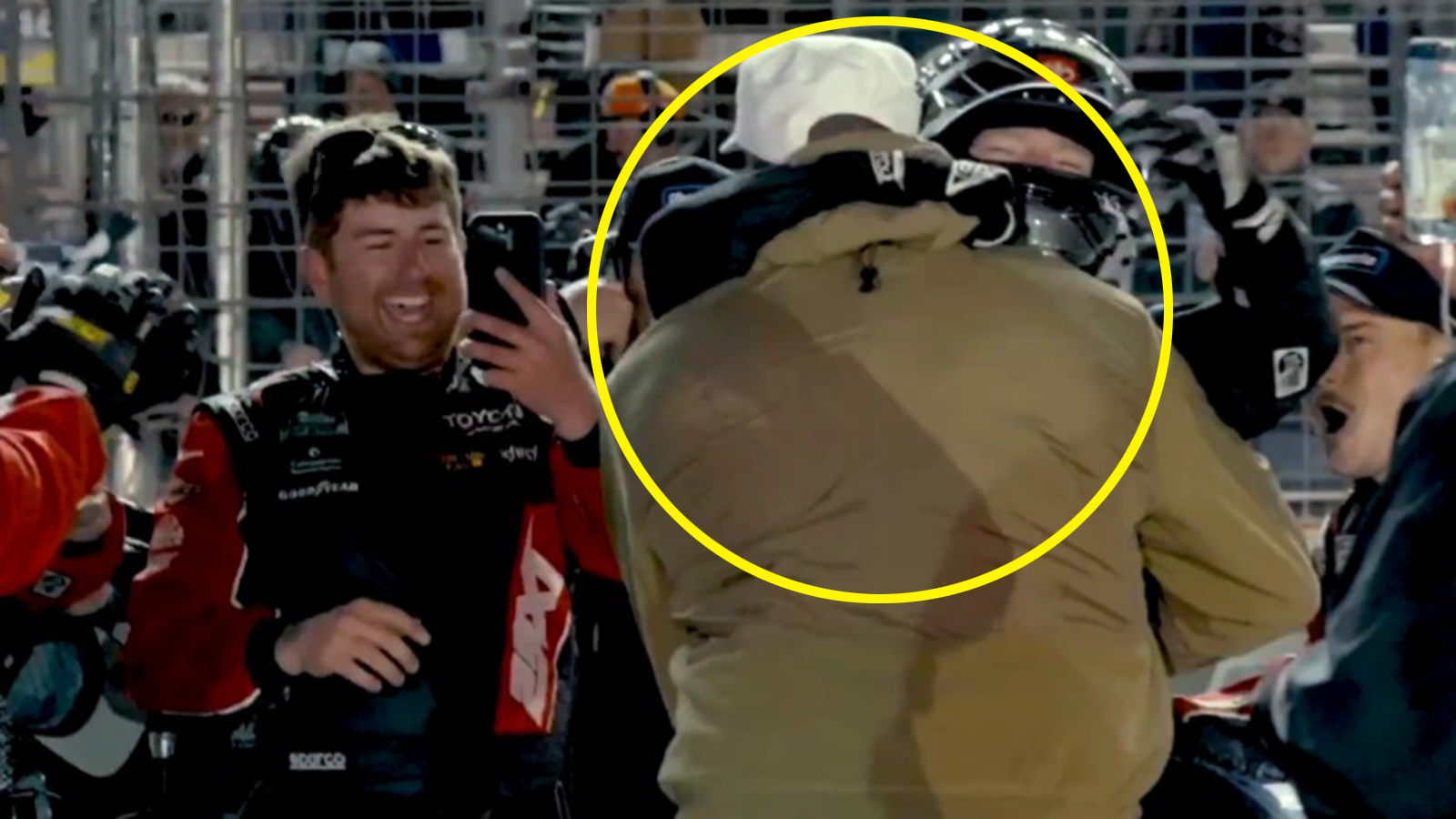 Michael Jordan hugs Tyler Reddick