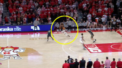 Nebraska's Jamarques Lawrence slips on the court