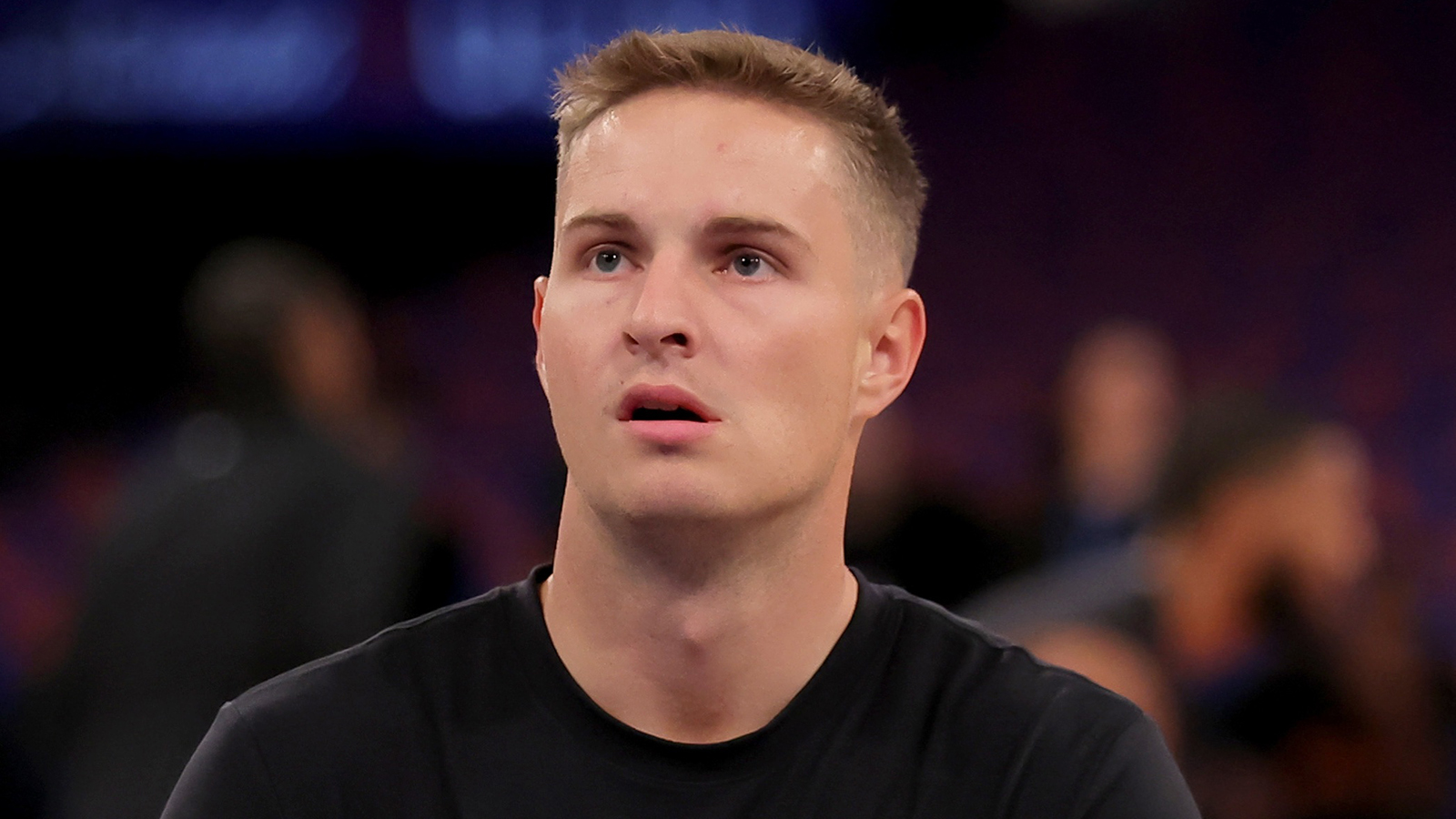 Sam Merrill warming up