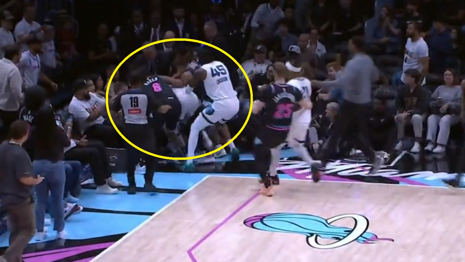 The Miami Heat and the Memphis Grizzlies scuffling