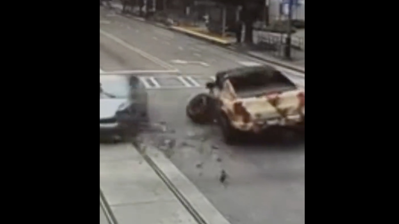 LaMelo Ball's Hummer crashing into a sedan