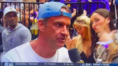 Lane Kiffin photobombed by Livvy Dunne