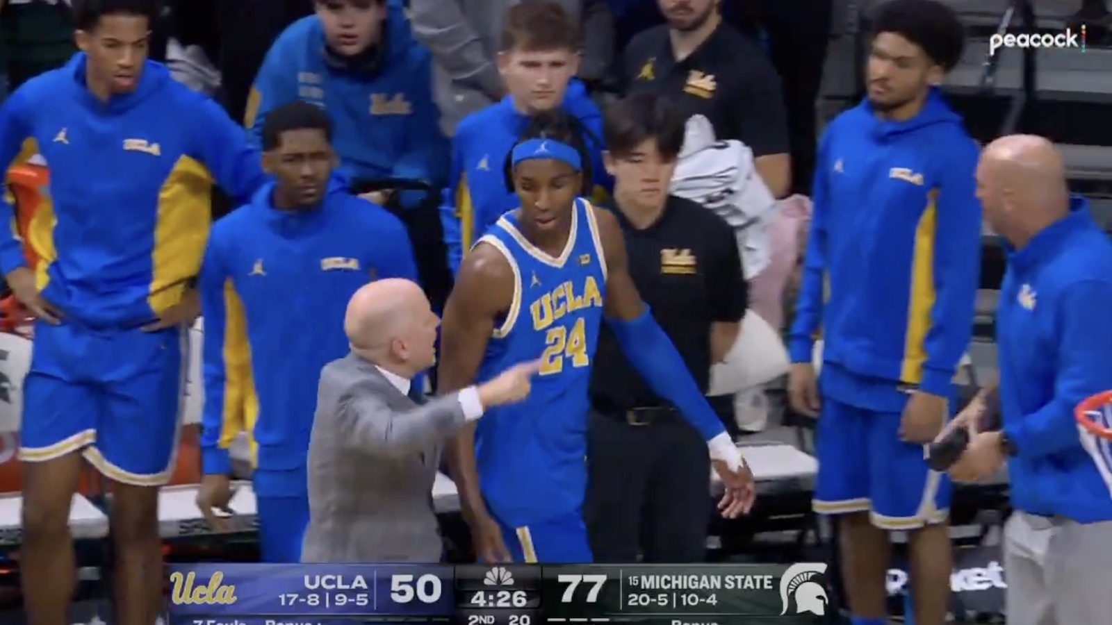 UCLA head coach Mick Cronin ejecting his player, Steven Jamerson II.