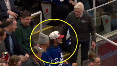George Springer and Ernie Clement at a Maple Leafs game