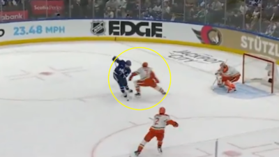 Radko Gudas delivers a "dirty hit" on Auston Matthews.