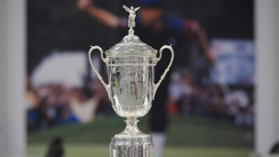 The US Open Trophy in focus