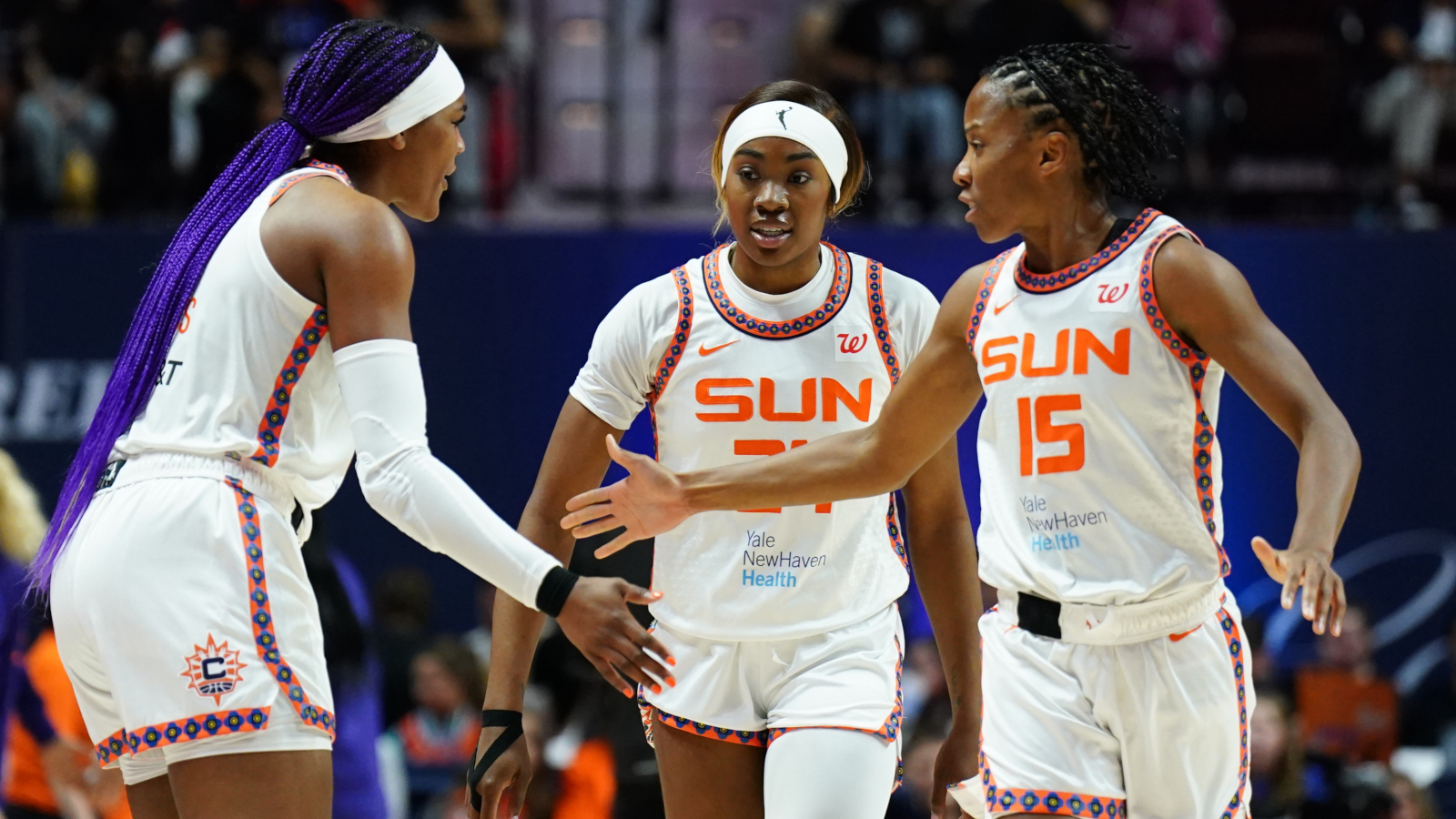 Connecticut Sun players celebrate.