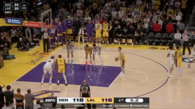Lakers' Austin Reaves taking a free throw