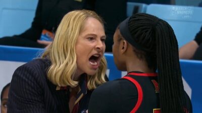Maryland coach Brenda Frese yelling