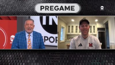 Bruce Pearl interviewing Travis Steele