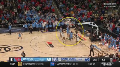 Dayton winning the Atlantic 10 semifinal