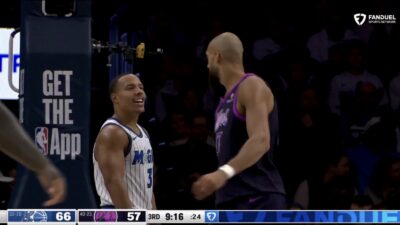 Desmond Bane making fun of Rudy Gobert