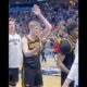 Iowa freshman Cooper Koch doing the "Gator chomp" after beating Florida.