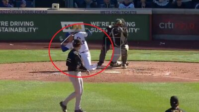 Juan Soto falling on a strikeout