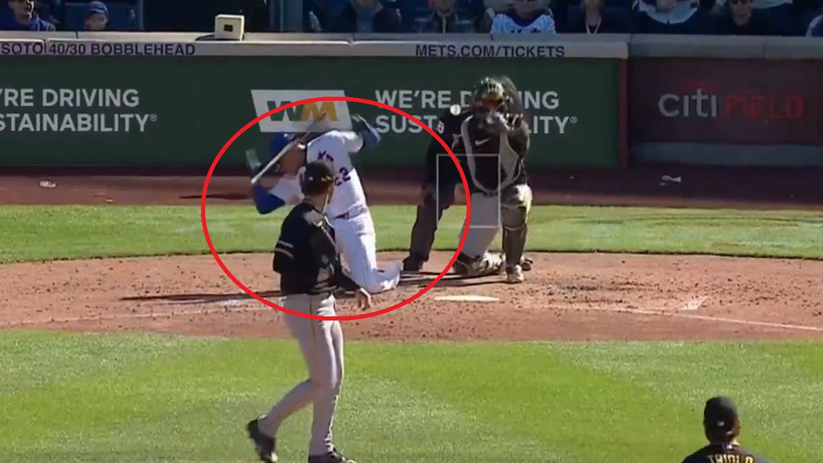 Juan Soto falling on a strikeout