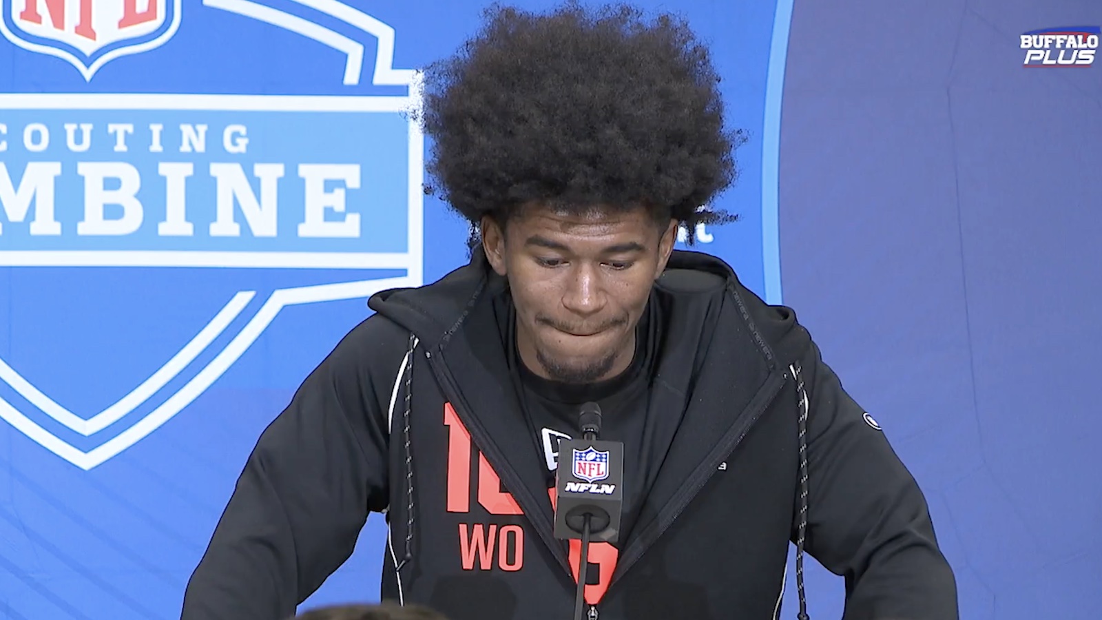 Texas A&M wide receiver KC Concepcion speaks during NFL combine