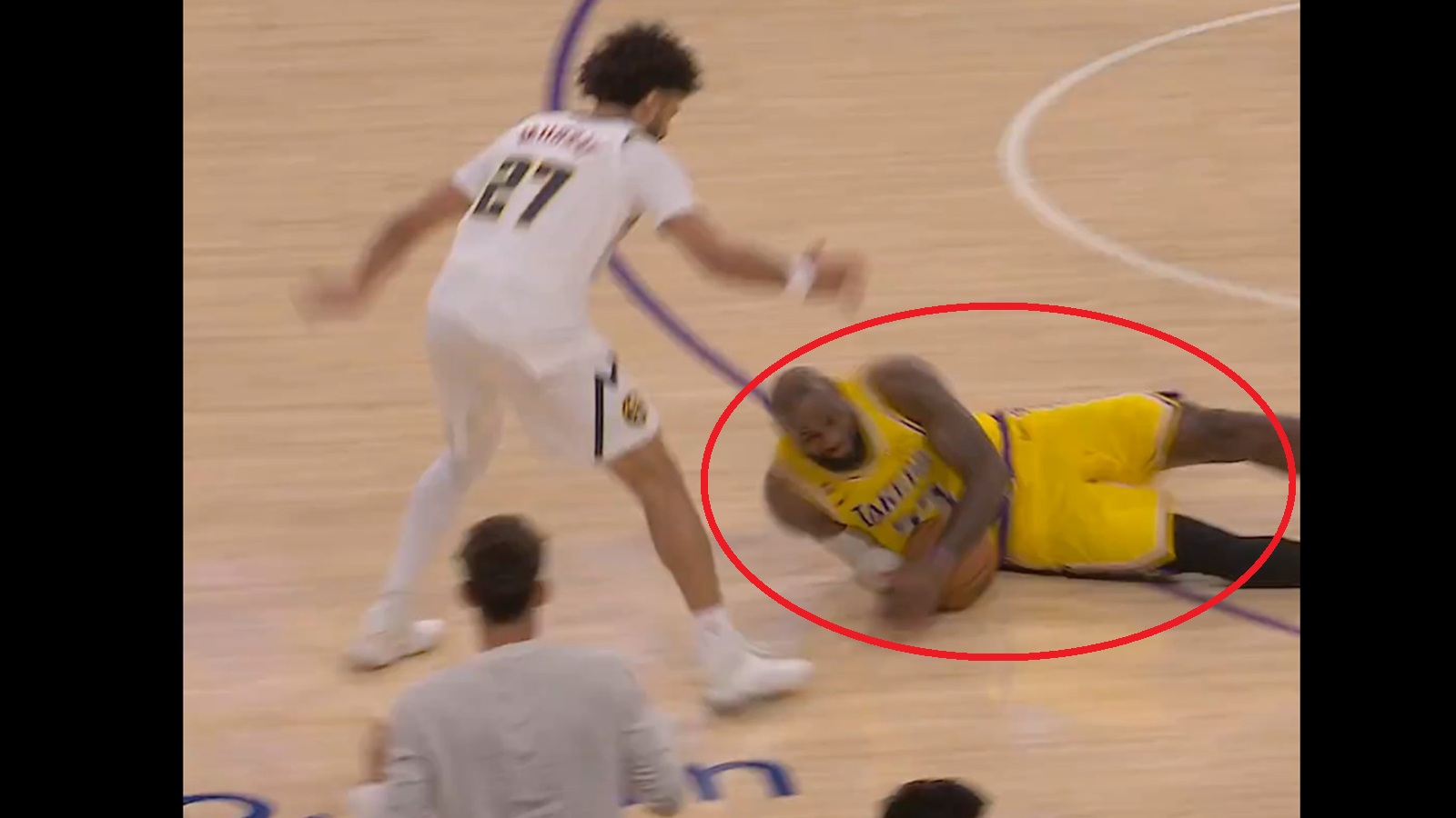 LeBron James diving on the floor