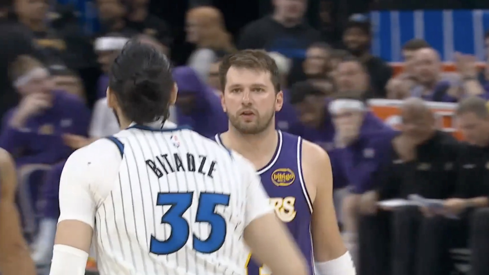 Luka Doncic talking trash to Goga Bitadze