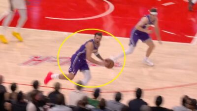 Luka Doncic talking trash to a fan