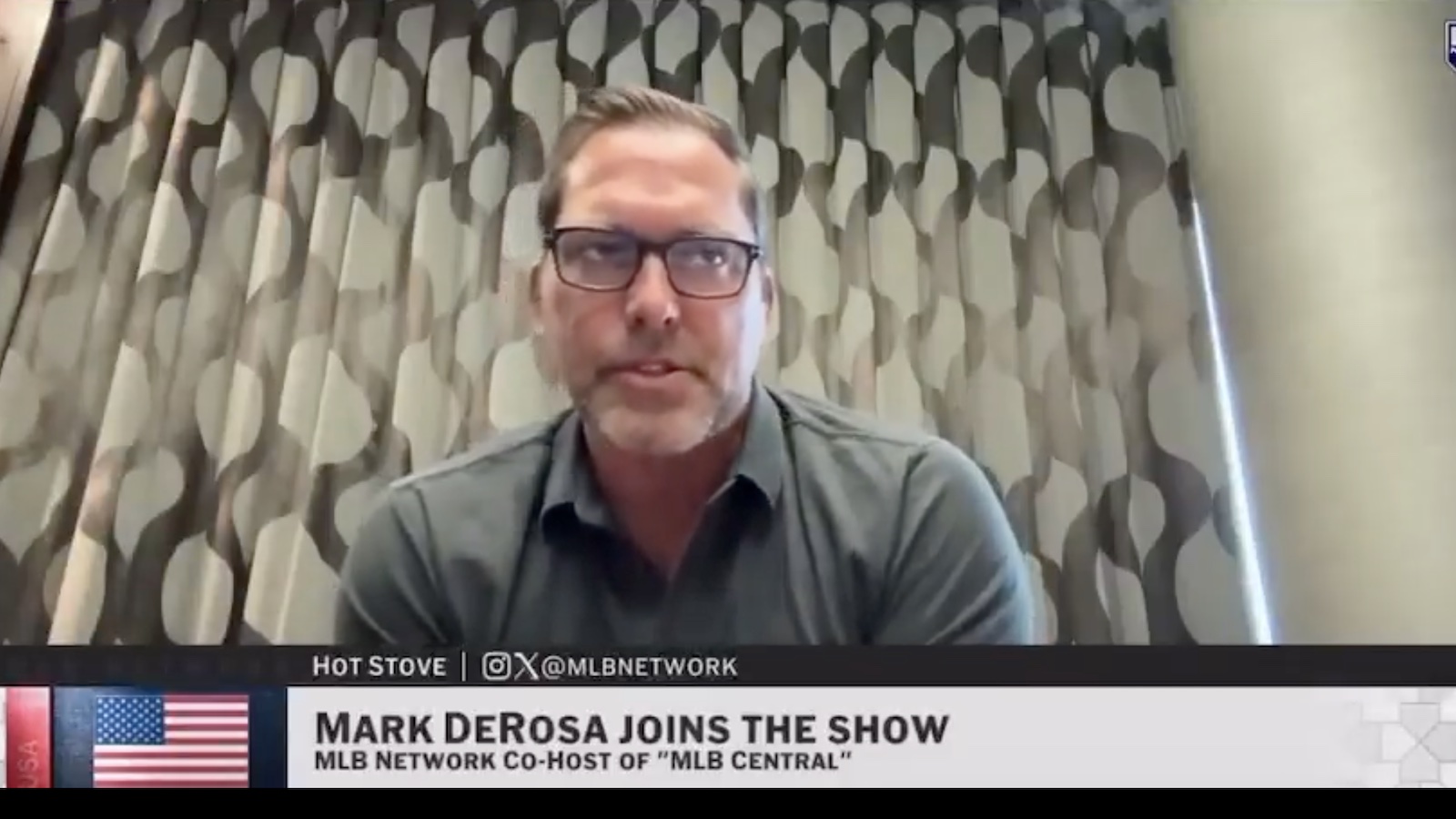 Team USA manager Mark DeRosa being interviewed on MLB Network