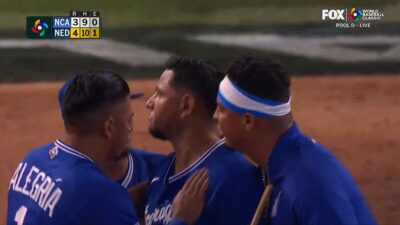 Nicaragua players comfort Angel Obando