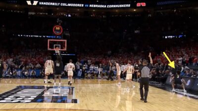 Vanderbilt guard Tyler Tanner shoots a 50-foot heave against Nebraska