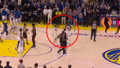 Draymond Green and Brandin Podziemski after a game