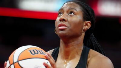 Aliyah Boston in warmups