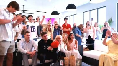 Garrett Nussmeier crying after being drafted