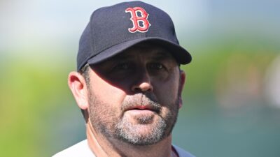 Jason Varitek in a Red Sox hat