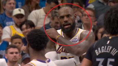 LeBron James yelling at his son Bronny